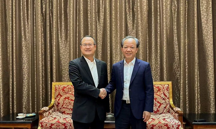 2023年2月，中山市委书记郭文海会见联盟主席蔡冠深